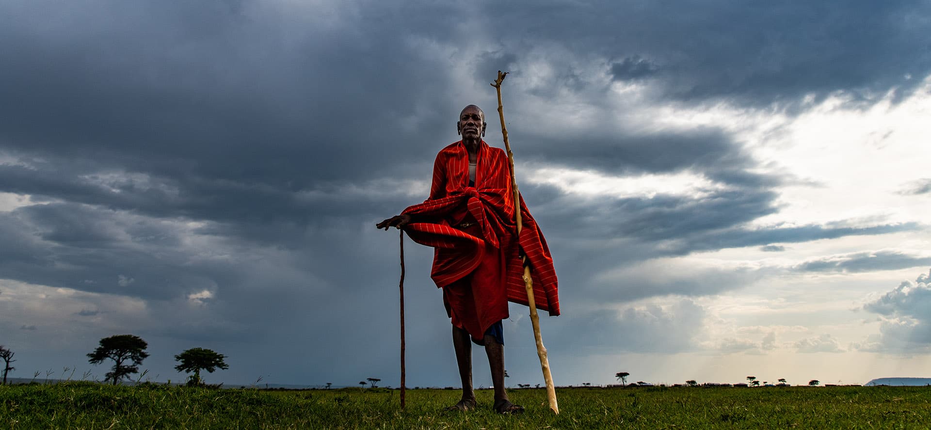 A Maasai warrior looking over the plains.