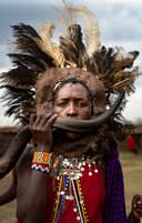A Maasai warrior jumping.