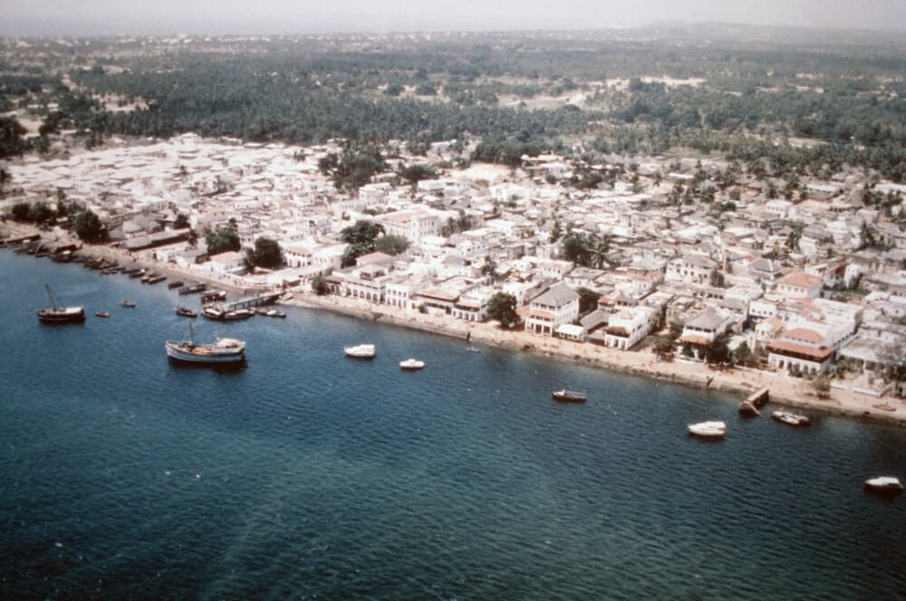 A traditional dhow sailing near Lamu Island.